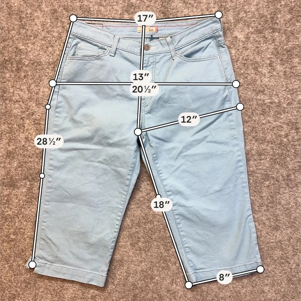 Levi Strauss 515 Denim Shorts Women 12 Light Blue Stretch 5-Pocket Pedal Pushers